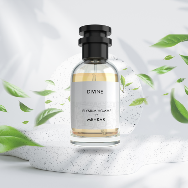 Divine inspired perfume for men, featuring vibrant top notes of grapefruit, lemon, and bergamot, balanced with woody vetiver and rich ambergris, leather, and vanilla base notes.